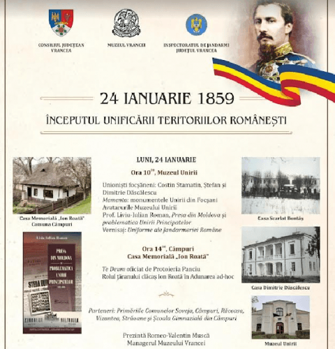 Evenimente dedicate Unirii Principatelor Române, organizate de Muzeul Vrancei la Focșani și Câmpuri