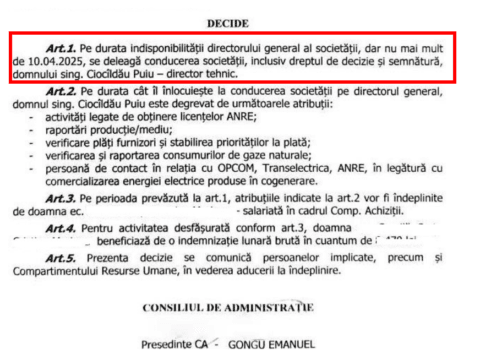 Societatea ENTEL este condusă interimar de directorul tehnic, din cauza problemelor de sănătate ale directorului general Gabriel Grădinescu