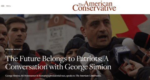 „Viitorul aparține patrioților”, susține candidatul AUR la prezidențiale, George Simion, într-un interviu acordat publicației „The American Conservative”
