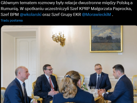 Președintele AUR și candidat la alegerile prezidențiale, George Simion, a fost primit astăzi de președintele Poloniei, Andrzej Duda