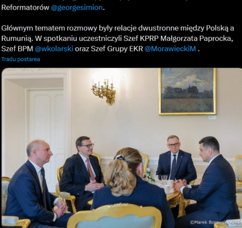 Președintele AUR și candidat la alegerile prezidențiale, George Simion, a fost primit astăzi de președintele Poloniei, Andrzej Duda