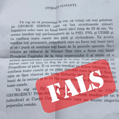 Scrisoare falsă care circulă pe rețelele sociale. AUR denunță dezinformarea lansată de alții în numele lui George Simion