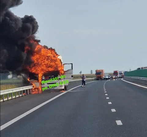 „Arde ca o torță pe autostrada Buzău – Focșani”. Mesajul care i-a făcut pe polițiști să oprească total traficul spre Vrancea.