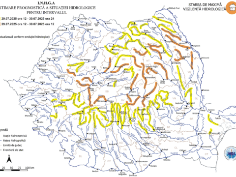 Alertă de inundații pentru afluenții râurilor Siret și Trotuș, în Vrancea.