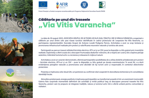 GAL Ținutul Viei și Vinului Vrancea. Călătorie pe unul din traseele „Via Vitis Varancha”