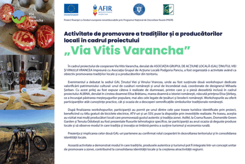 GAL Ținutul Viei și Vinului Vrancea. Activitate de promovare a tradițiilor și a producătorilor locali în cadrul proiectului „Via Vitis Varancha”