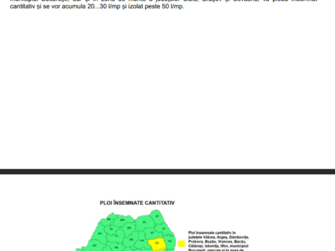 Vremea în Vrancea. Va ploua până mâine seară.